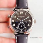 (GR ) Swiss Patek Philippe Calatrava Pilot Travel Time 5524 Replica Watch SS Black Dial